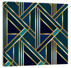 Blue and Gold Geometric Pattern Wall Art