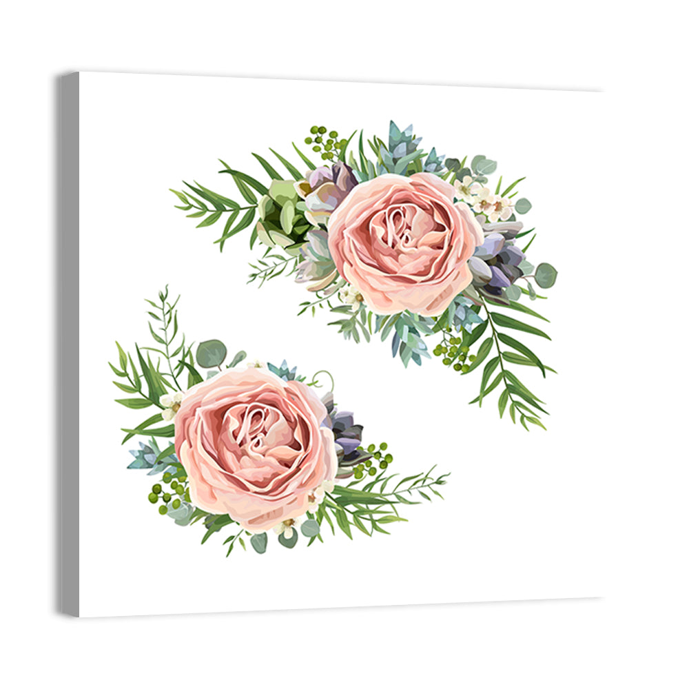 Mirrored Pink Rose Clusters Wall Art