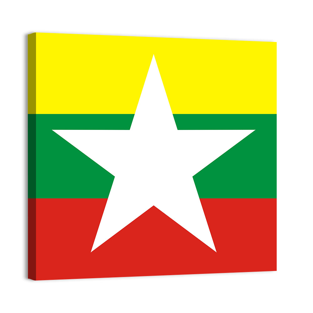 Myanmar Flag with Central Star Wall Art