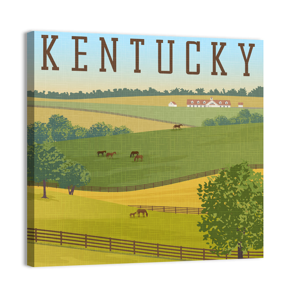Kentucky Rolling Hills Illustration Wall Art