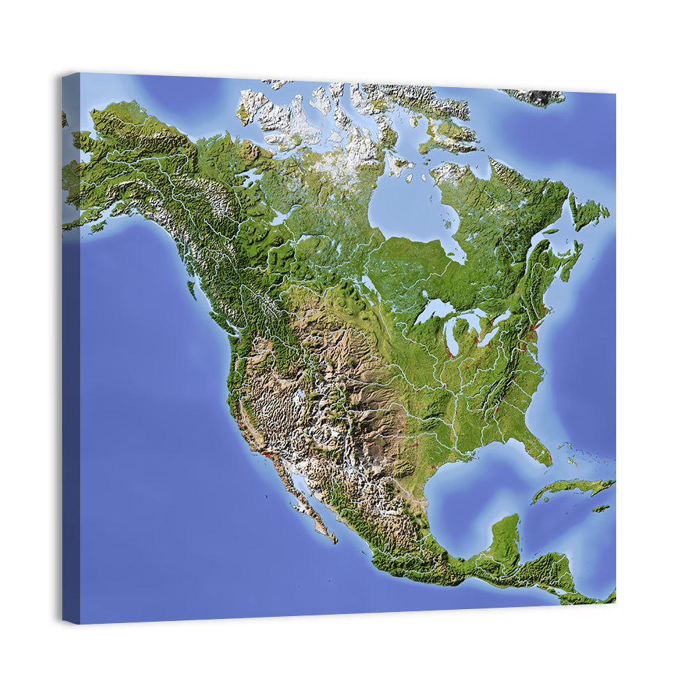 North America Topographic Map Wall Art