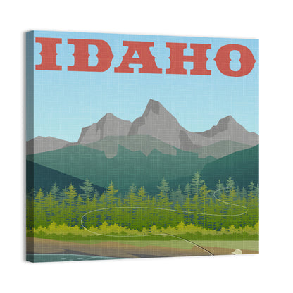 Vintage Idaho Travel Design Wall Art