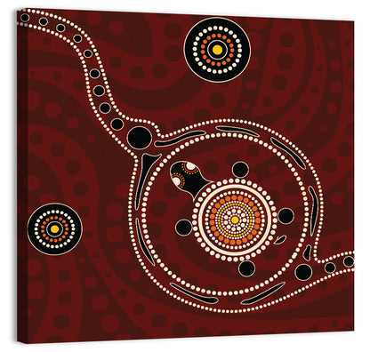 Aboriginal Turtle Dot Painting Wall Art