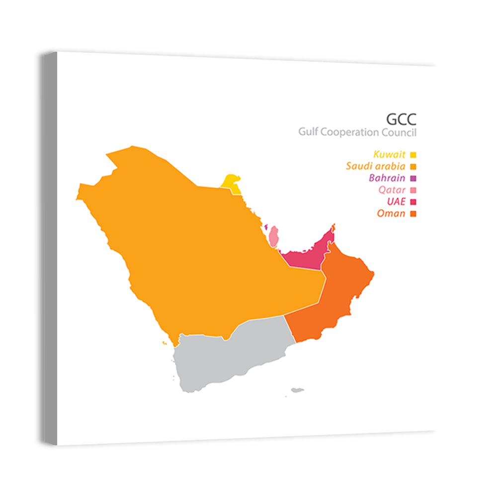 Gcc Countries Map Wall Art