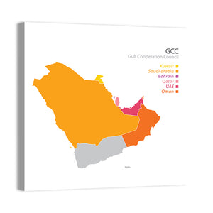 Gulf Cooperation Council Map Wall Art