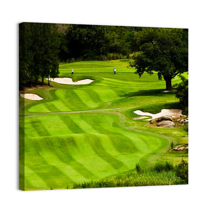 Sloping Golf Fairway with Bunkers Wall Art