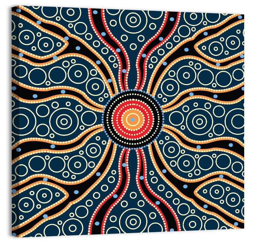 Concentric Dot Sunburst Illustration Wall Art