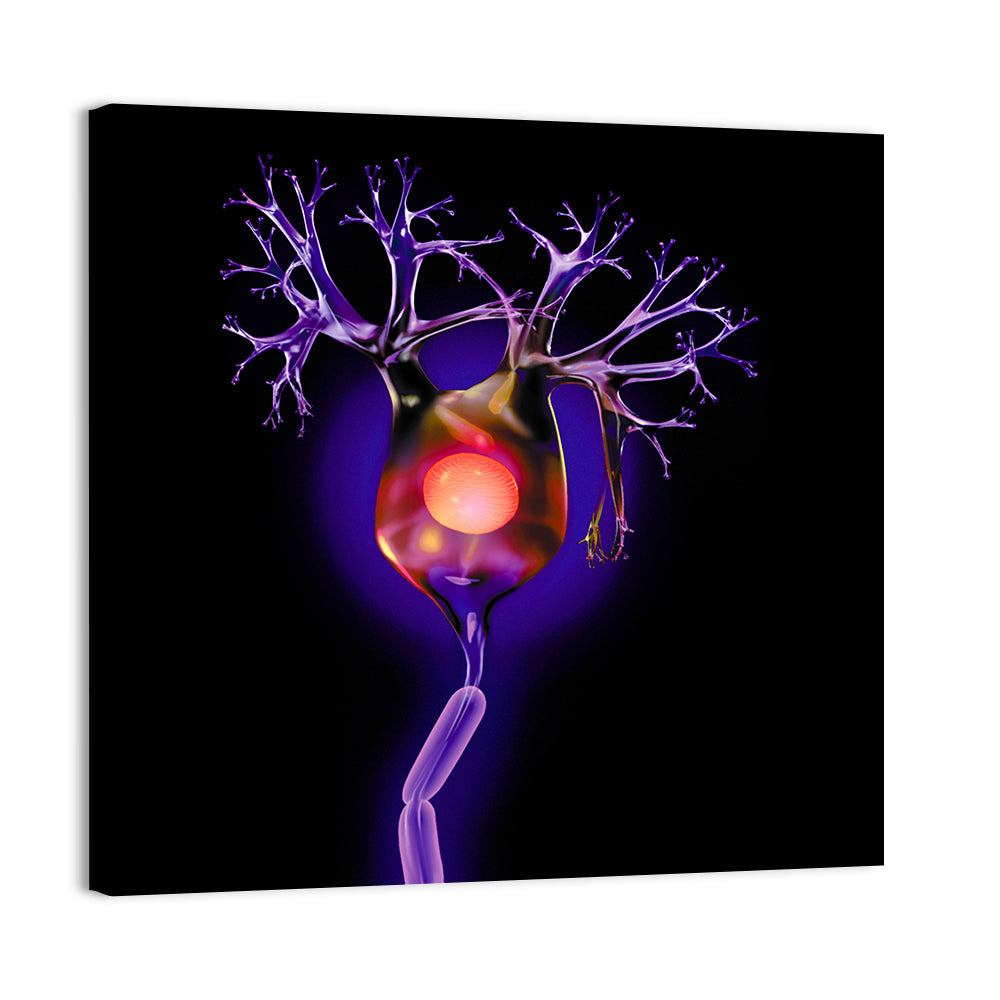 Microscopic Human Neuron Illustration Wall Art, canvas print, square