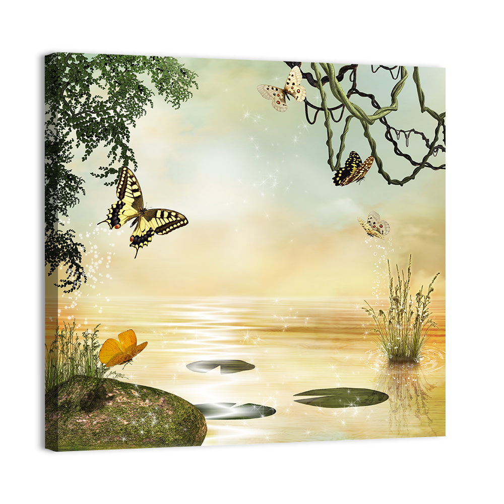 Butterflies Over Golden Pond Wall Art