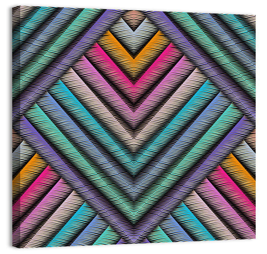 Embroidered Chevron Stripe Pattern Wall Art, canvas print, square