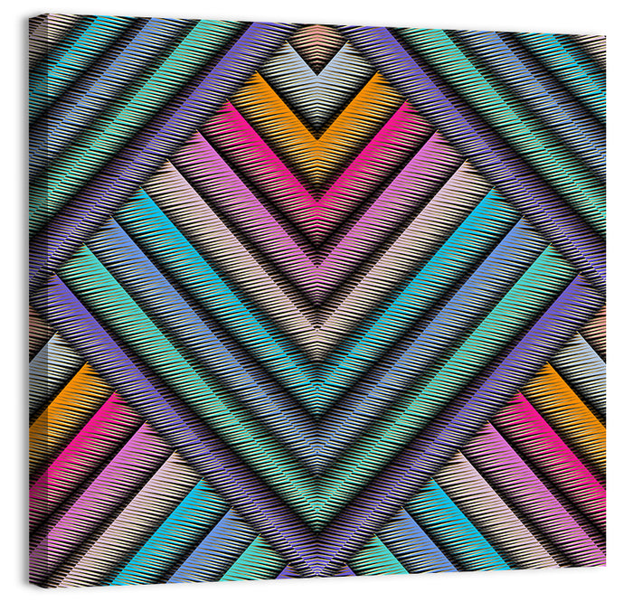 Embroidered Chevron Stripe Pattern Wall Art as a canvas print