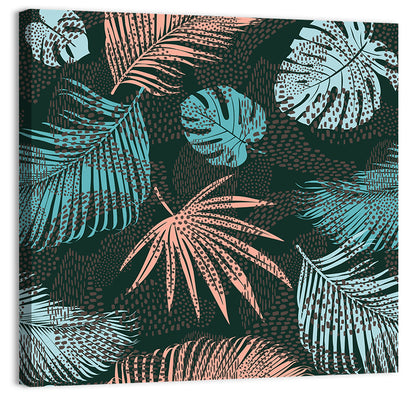 Stippled Tropical Leaves Illustration Wall Art