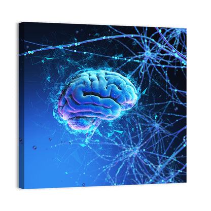 Blue 3d Neural Brain Wall Art