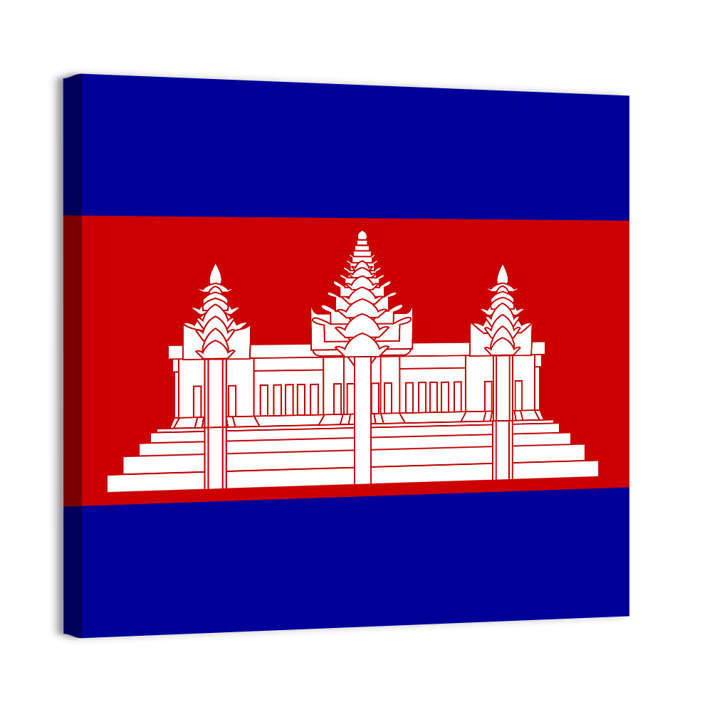 Cambodia Flag with Angkor Wat Emblem Wall Art