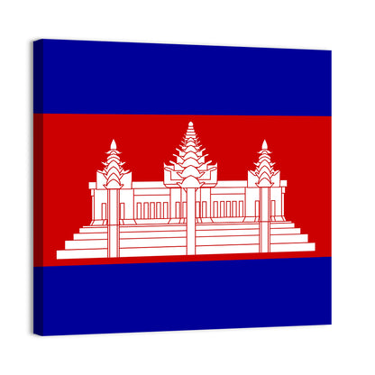Cambodia Flag with Angkor Wat Emblem Wall Art