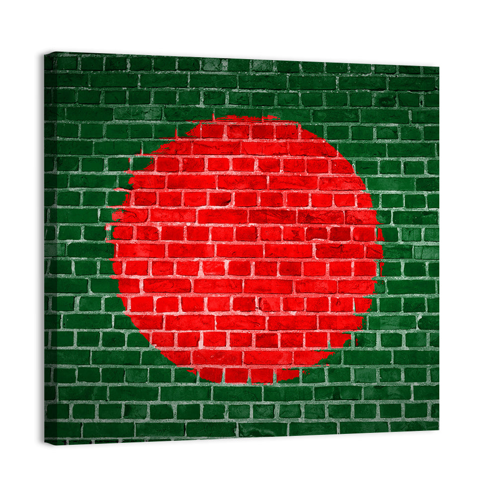 Bangladesh Flag on Brick Wall Art