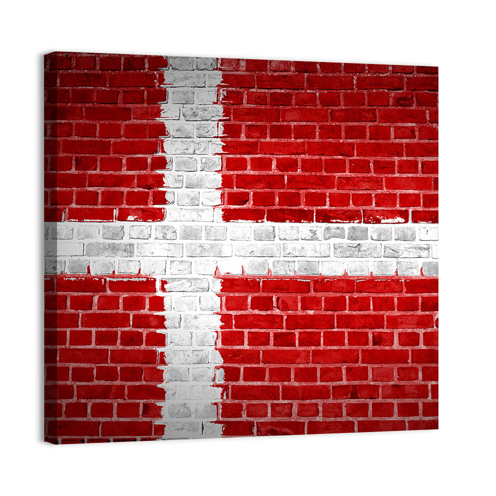 Denmark Flag on Weathered Brick Wall Art