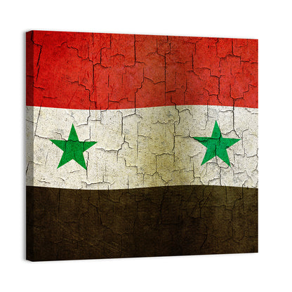 Syrian Flag Weathered Texture Wall Art