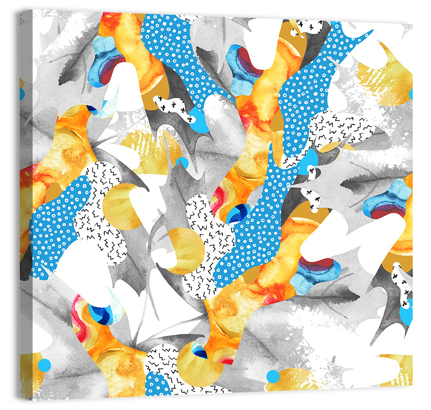 Fluid Leaf Shapes Pattern Wall Art, canvas print, square