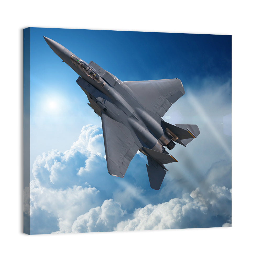 Low Angle Fighter Jet Over Sky Wall Art