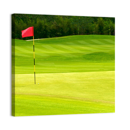 Red Golf Flag on the Green Wall Art