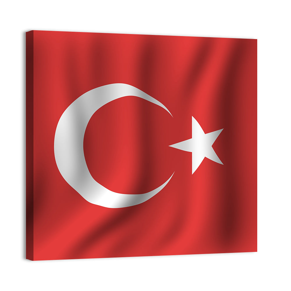 Turkish Flag with Wavy Texture Wall Art