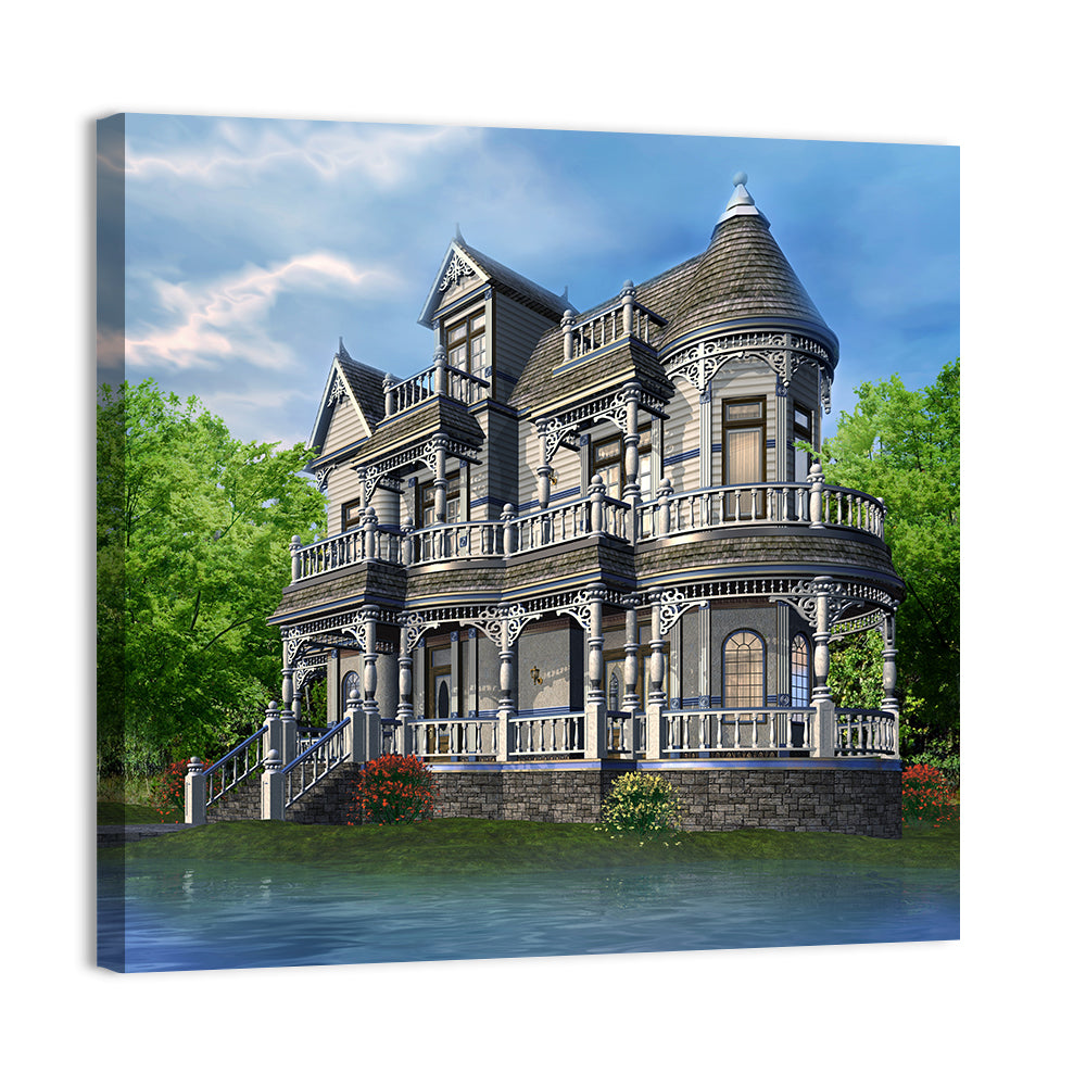 Lakeside Victorian House Wall Art