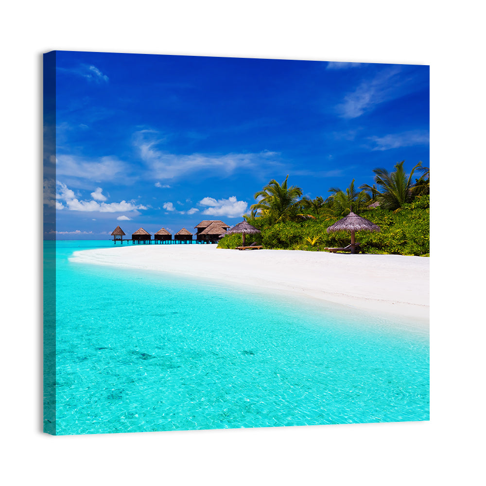 Turquoise Island with Water Bungalows Wall Art