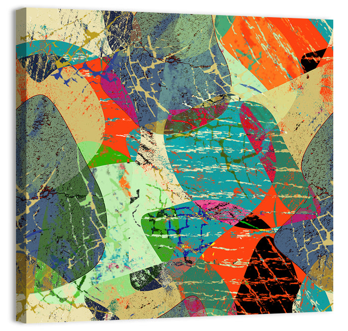 Vibrant Grunge Geometric Collage Wall Art as a canvas print