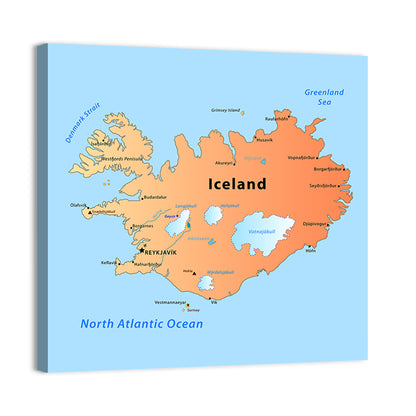 Iceland Map Illustration Wall Art