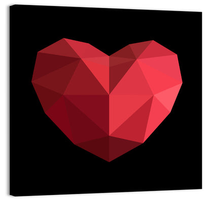 Low-poly Red Heart Wall Art