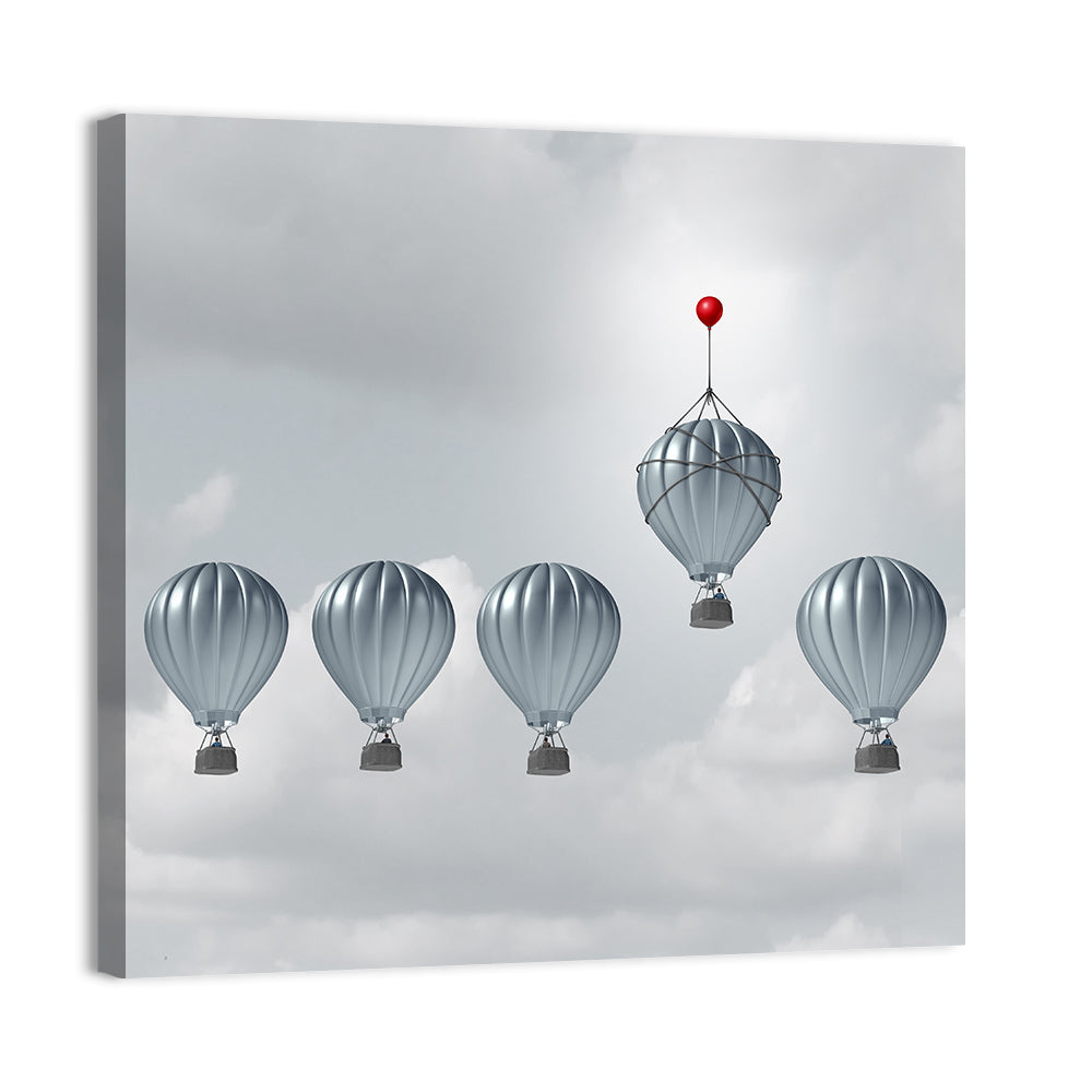 Hot Air Balloon Race with Red Accent Wall Art