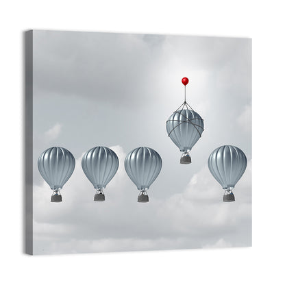 Hot Air Balloon Race with Red Accent Wall Art