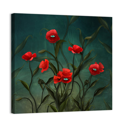 Surreal Poppies with Eyes Wall Art