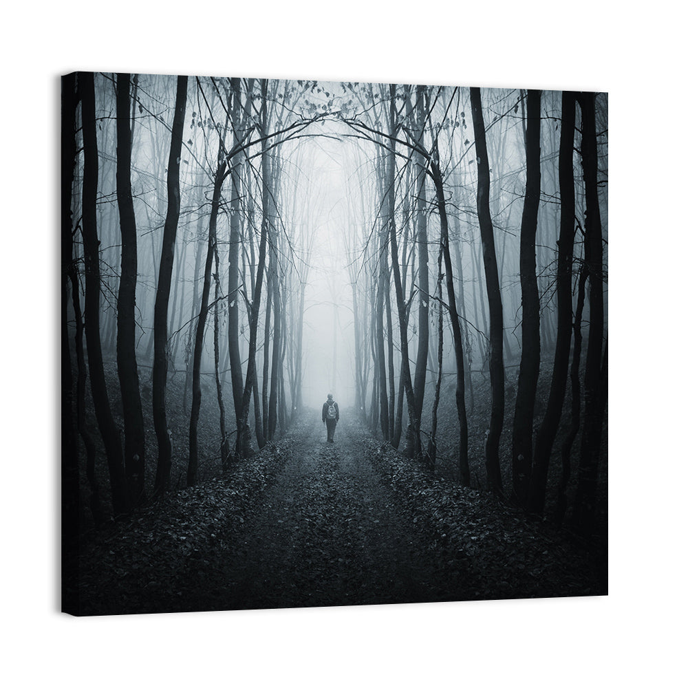 Strange Foggy Forest Path Wall Art