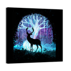 Deer Silhouette with Glowing Tree Wall Art