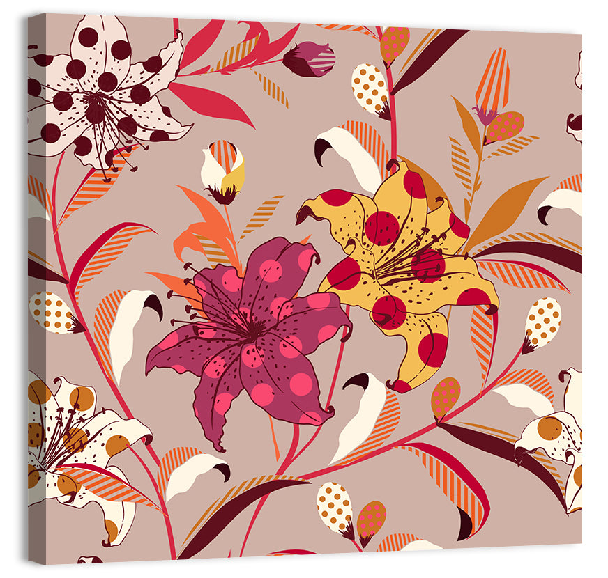 Polka Dot Lily Pattern Wall Art