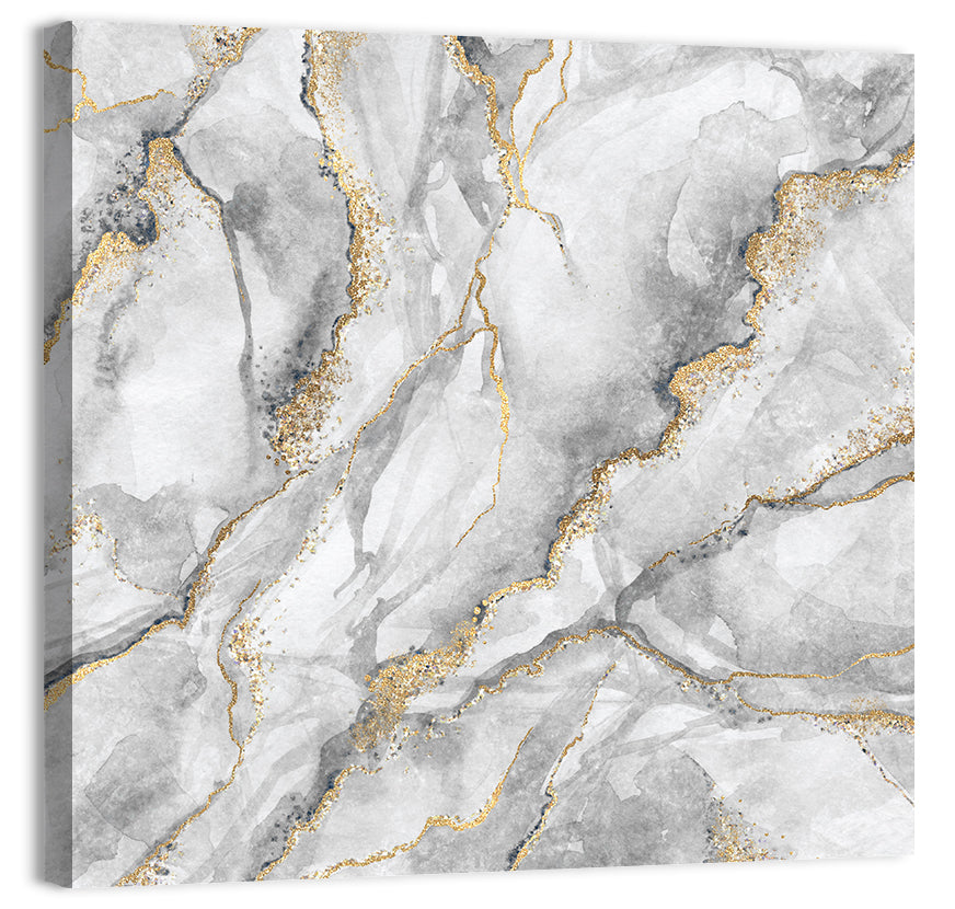 White Marble with Gold Veins Wall Art