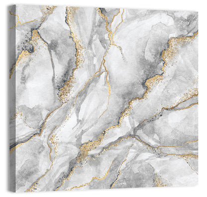 White Marble with Gold Veins Wall Art