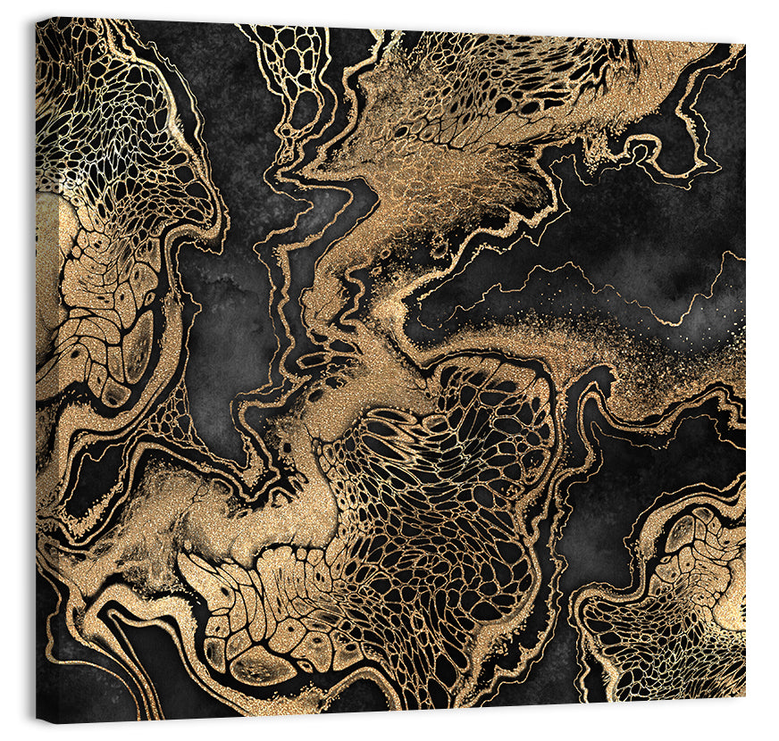 Black Marble with Gold Veins Wall Art, canvas print, square