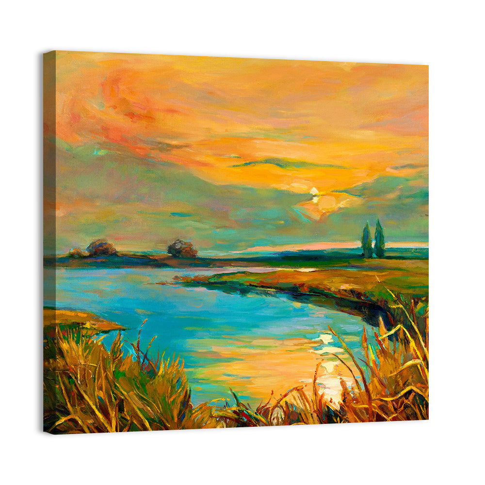 Rural Lake at Sunset Wall Art