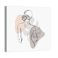 Continuous Line Woman with Monstera Leaf Wall Art