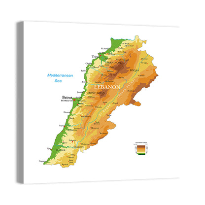 Lebanon Terrain Map Wall Art