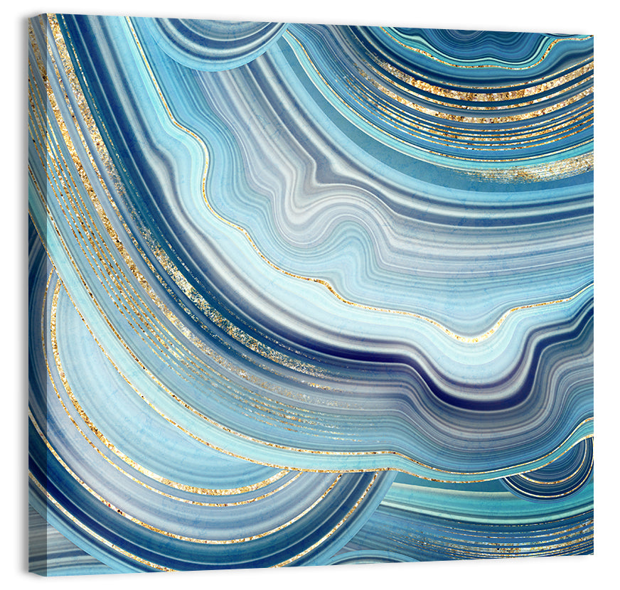 Navy and Gold Agate Slice Wall Art, canvas print, square