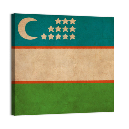 Uzbekistan Flag with Crescent and Stars Wall Art