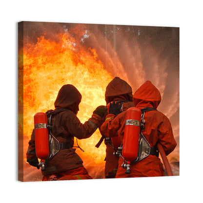 Three Firefighters Training Drill Wall Art