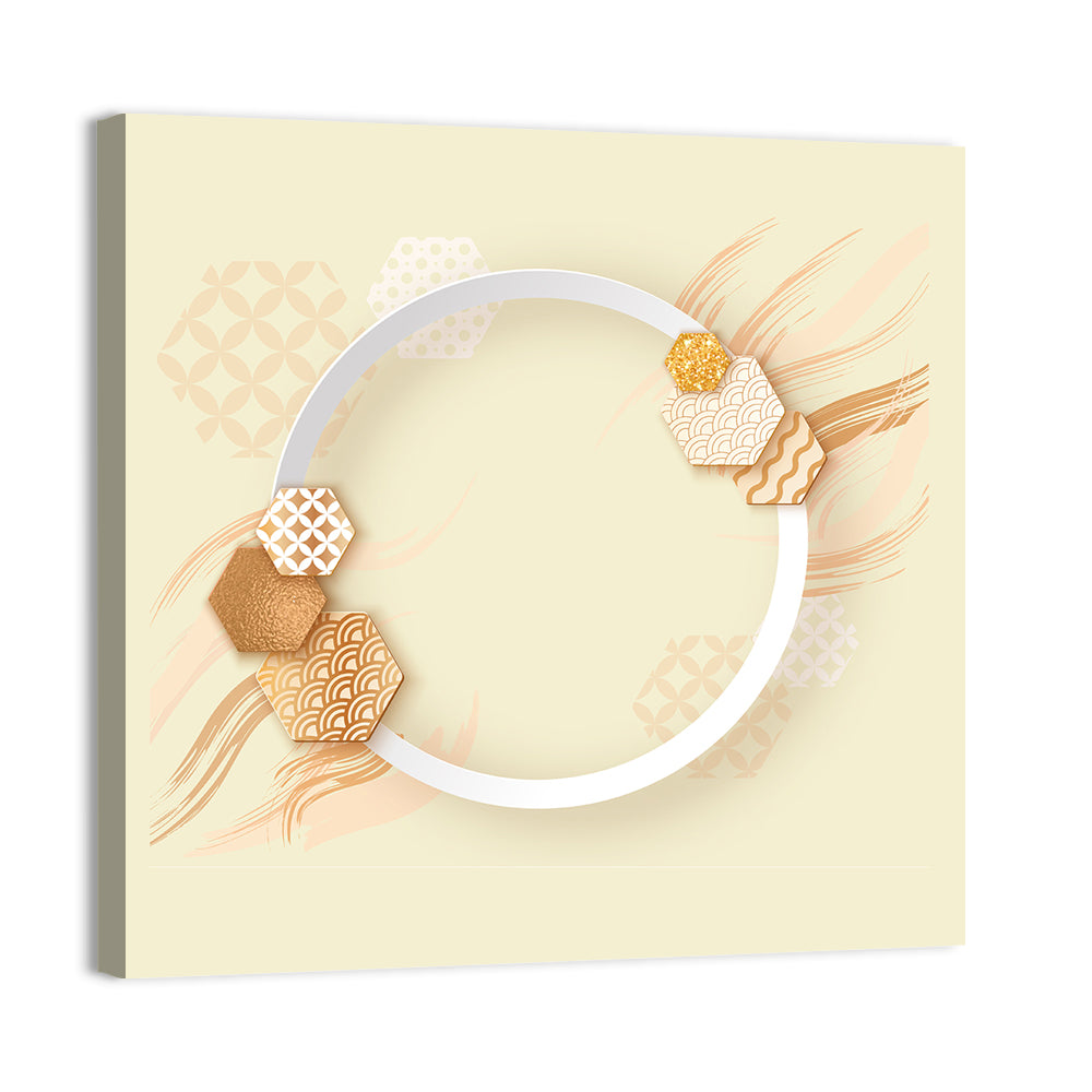 Cream and Gold Geometric Circle Wall Art