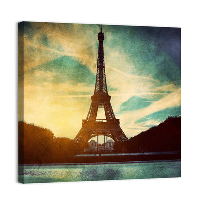 Eiffel Tower Sunset Reflection Wall Art