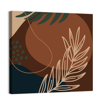 Brown Geometric Palm Leaf Wall Art