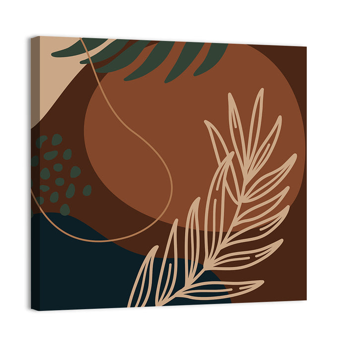 Brown Geometric Palm Leaf Wall Art as a canvas print
